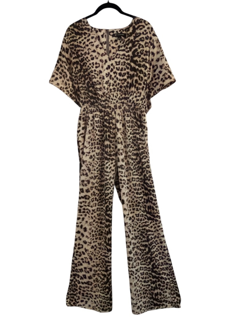 INC International Concepts Leopard-Wide Leg Jumpsuit With Pockets Size S